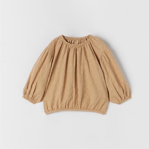 NWT Zara 3-4Y cotton oversized blouse with floral embroidery - Picture 1 of 3